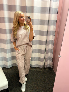 Mineral wash wide leg pants