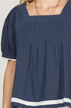 Load image into Gallery viewer, Navy top with lace detail
