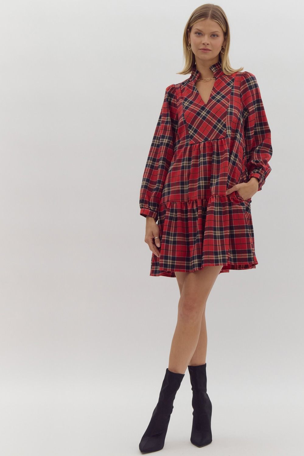 Red Plaid Eloise Dress