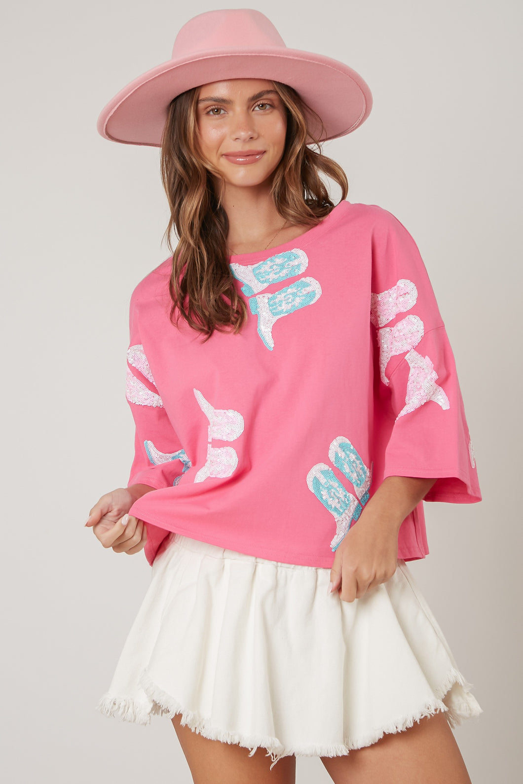 Western Pink Boots Top