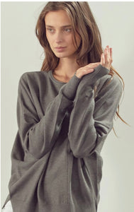 Charcoal Basic Crew Sweater
